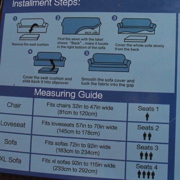 Furniture Sofa Cover H.VERSAILTEX Stretch 2 Piece Brown New in Package - Picture 5 of 6